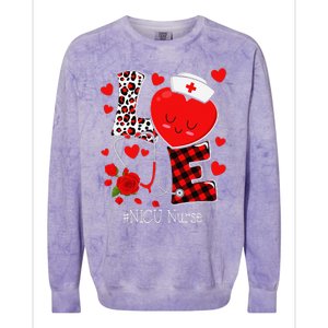 Love Stethoscope Heart NICU Nurse Valentines Day Colorblast Crewneck Sweatshirt