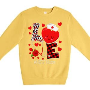 Love Stethoscope Heart NICU Nurse Valentines Day Premium Crewneck Sweatshirt