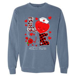 Love Stethoscope Heart NICU Nurse Valentines Day Garment-Dyed Sweatshirt