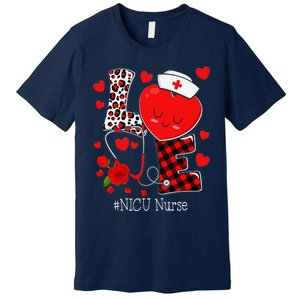 Love Stethoscope Heart NICU Nurse Valentines Day Premium T-Shirt