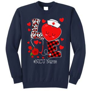 Love Stethoscope Heart NICU Nurse Valentines Day Tall Sweatshirt