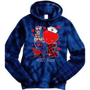 Love Stethoscope Heart NICU Nurse Valentines Day Tie Dye Hoodie