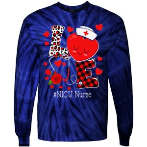 Love Stethoscope Heart NICU Nurse Valentines Day Tie-Dye Long Sleeve Shirt