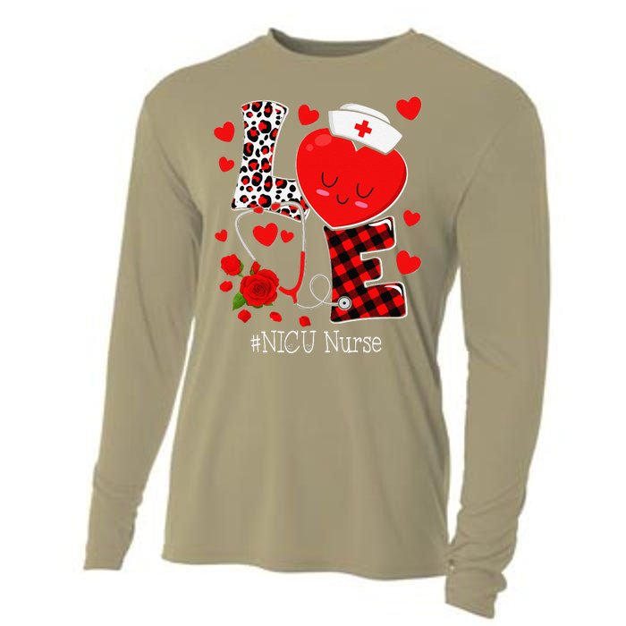 Love Stethoscope Heart NICU Nurse Valentines Day Cooling Performance Long Sleeve Crew