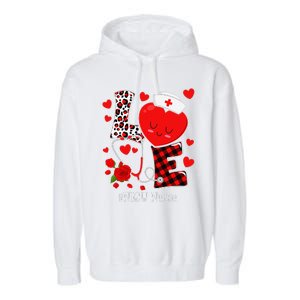 Love Stethoscope Heart NICU Nurse Valentines Day Garment-Dyed Fleece Hoodie