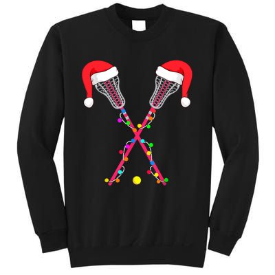 Lacrosse Santa Hat Christmas Lights Funny Sport Xmas Boys TShirt Sweatshirt