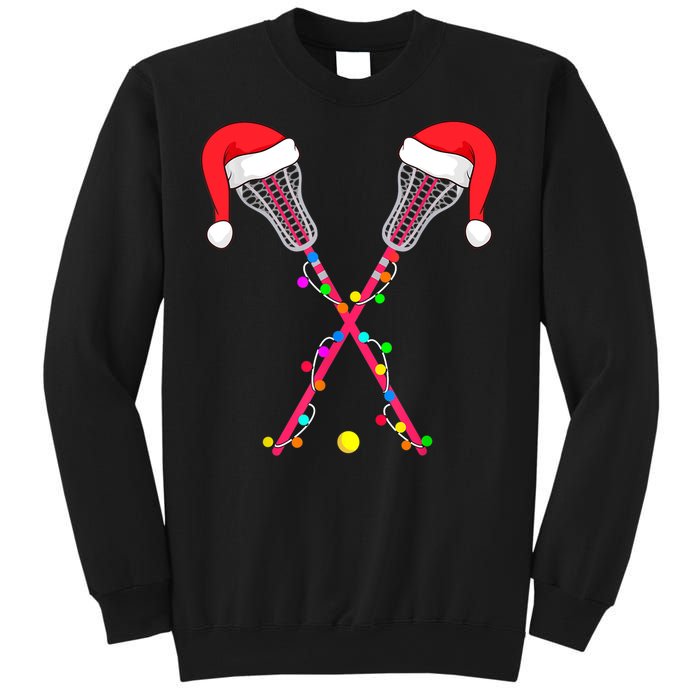 Lacrosse Santa Hat Christmas Lights Funny Sport Xmas Boys TShirt Sweatshirt