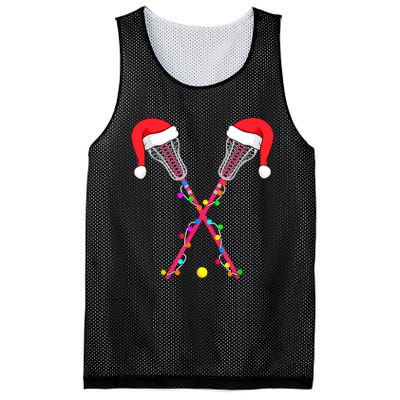 Lacrosse Santa Hat Christmas Lights Funny Sport Xmas Boys TShirt Mesh Reversible Basketball Jersey Tank