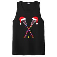 Lacrosse Santa Hat Christmas Lights Funny Sport Xmas Boys TShirt PosiCharge Competitor Tank