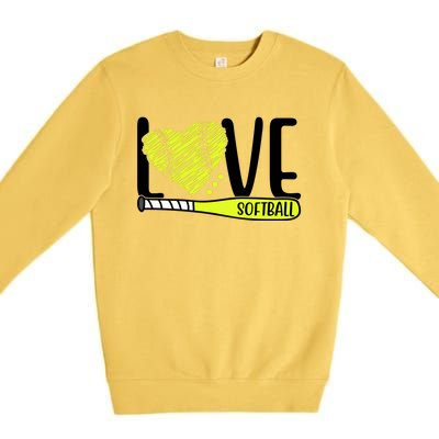 Love Softball Hobby Sport Gift Premium Crewneck Sweatshirt