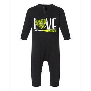 Love Softball Hobby Sport Gift Infant Fleece One Piece