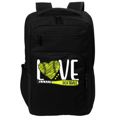 Love Softball Hobby Sport Gift Impact Tech Backpack