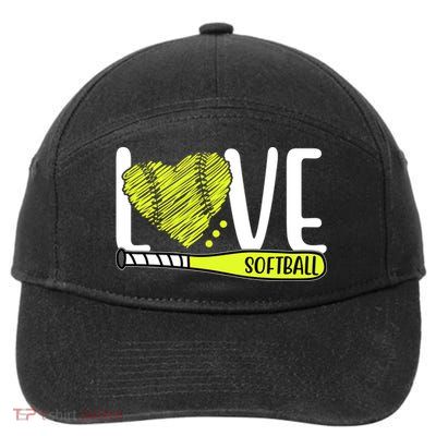 Love Softball Hobby Sport Gift 7-Panel Snapback Hat