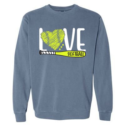 Love Softball Hobby Sport Gift Garment-Dyed Sweatshirt