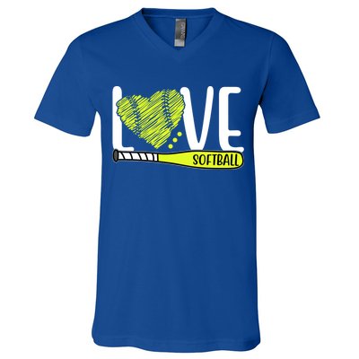Love Softball Hobby Sport Gift V-Neck T-Shirt