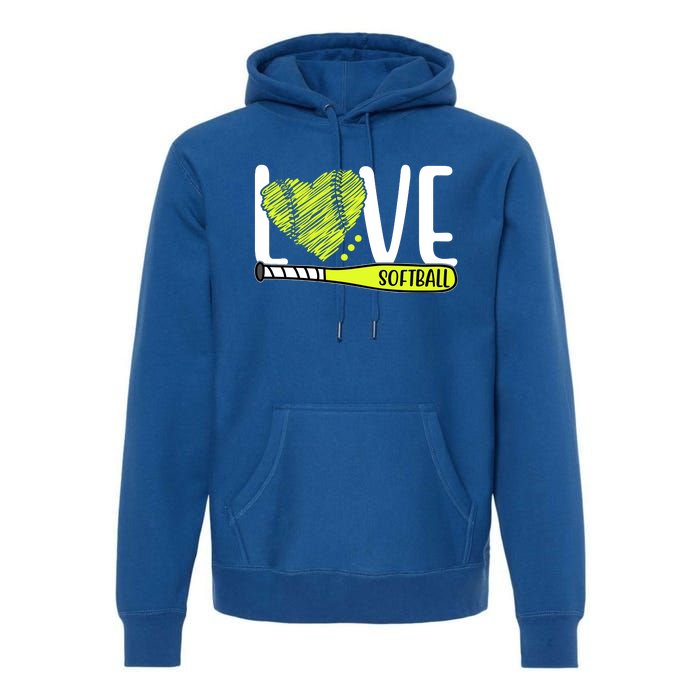 Love Softball Hobby Sport Gift Premium Hoodie