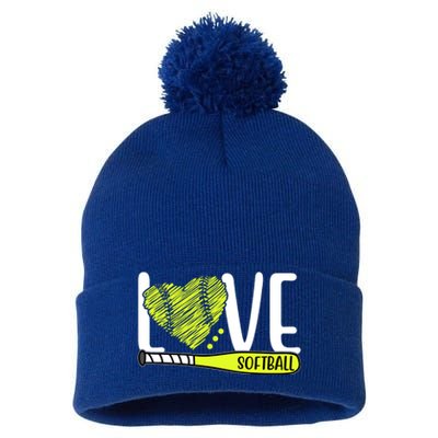 Love Softball Hobby Sport Gift Pom Pom 12in Knit Beanie