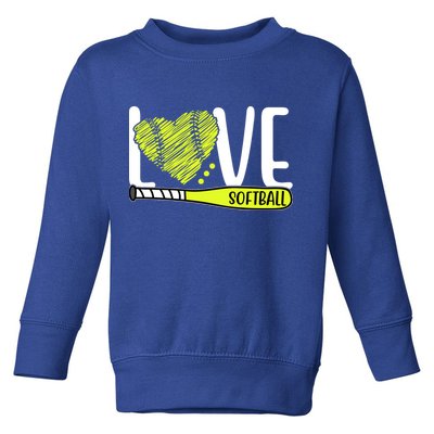Love Softball Hobby Sport Gift Toddler Sweatshirt