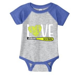 Love Softball Hobby Sport Gift Infant Baby Jersey Bodysuit