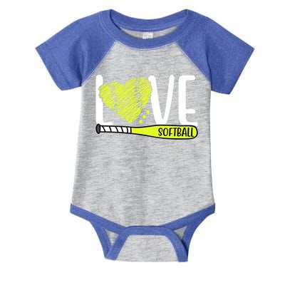 Love Softball Hobby Sport Gift Infant Baby Jersey Bodysuit