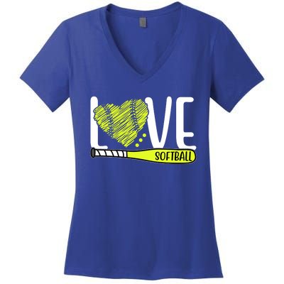 Love Softball Hobby Sport Gift Women's V-Neck T-Shirt