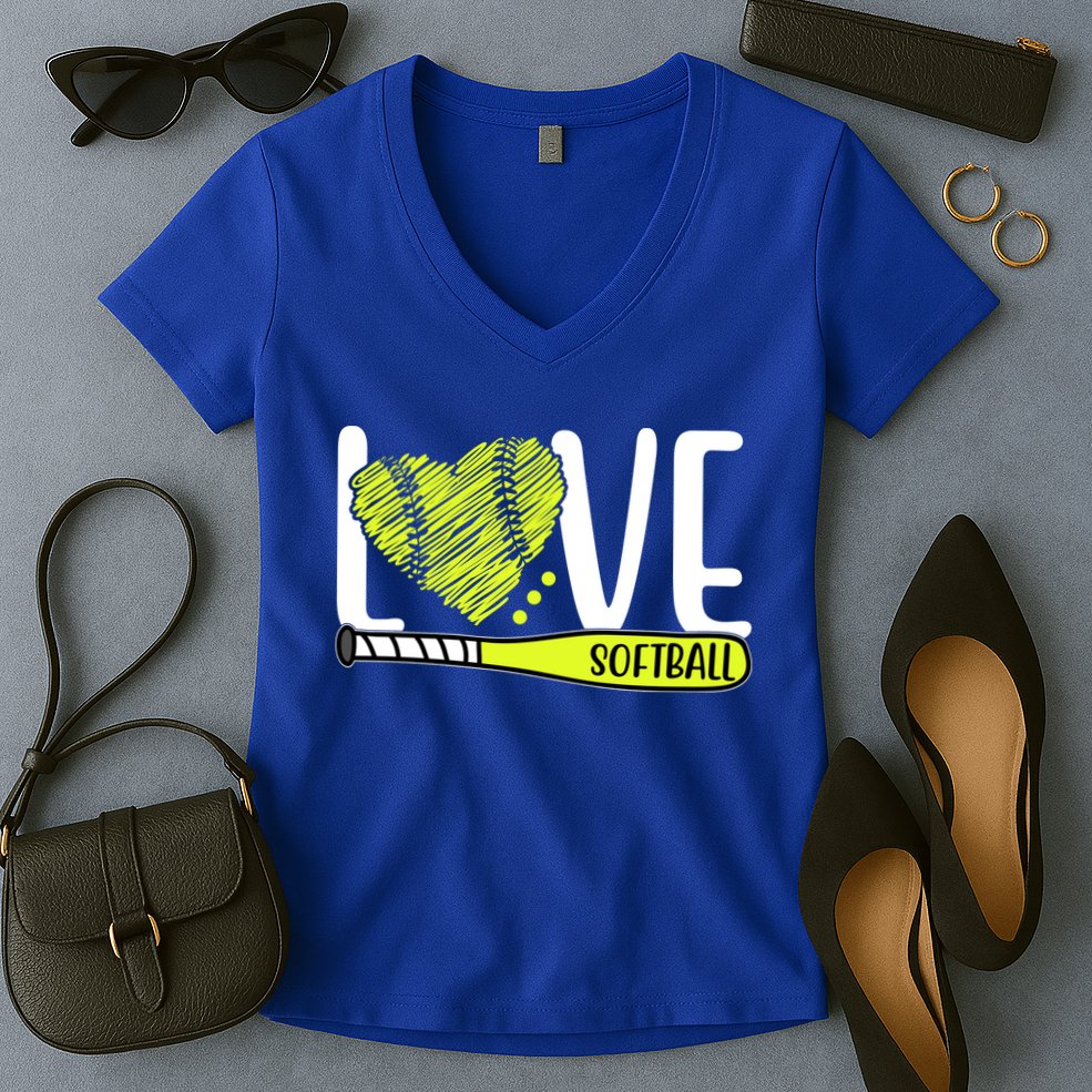 Love Softball Hobby Sport Gift Women's V-Neck T-Shirt