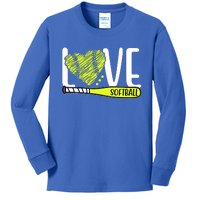 Love Softball Hobby Sport Gift Kids Long Sleeve Shirt