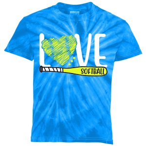 Love Softball Hobby Sport Gift Kids Tie-Dye T-Shirt