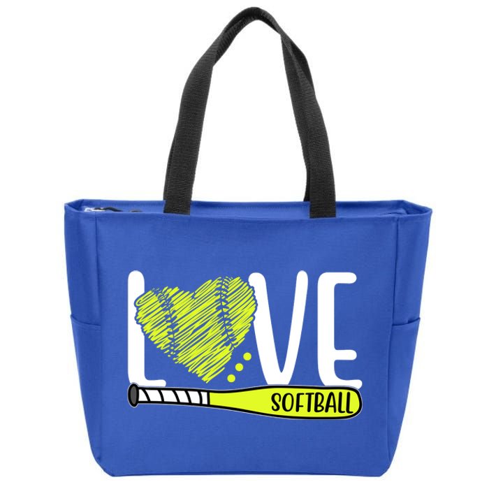 Love Softball Hobby Sport Gift Zip Tote Bag