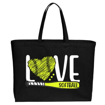 Love Softball Hobby Sport Gift Cotton Canvas Jumbo Tote