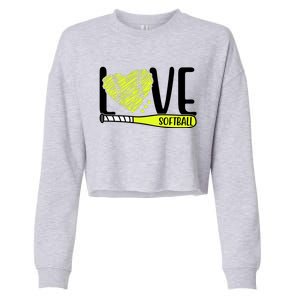 Love Softball Hobby Sport Gift Cropped Pullover Crew