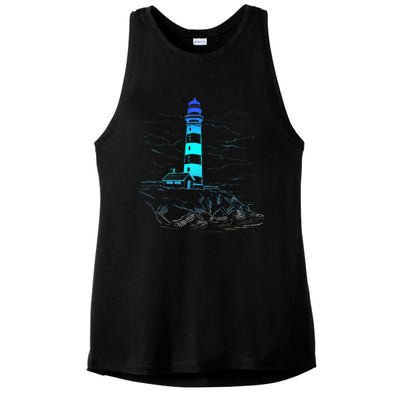 Lighthouse Seaside House Sailing Sea Beach Life Boating Ladies PosiCharge Tri-Blend Wicking Tank