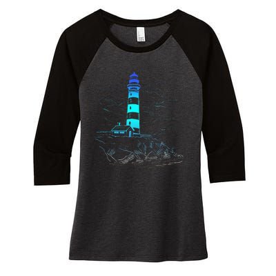 Lighthouse Seaside House Sailing Sea Beach Life Boating Women's Tri-Blend 3/4-Sleeve Raglan Shirt