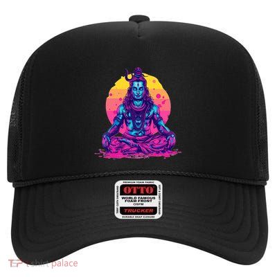 Lord Shiva Hindu God Worshipping Cool Gift High Crown Mesh Back Trucker Hat