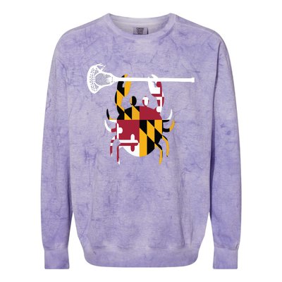 Lacrosse Shirts Helmet Sticks LAX Maryland Flag Gift Colorblast Crewneck Sweatshirt