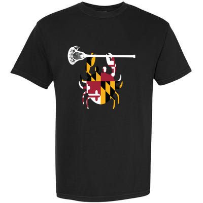 Lacrosse Shirts Helmet Sticks LAX Maryland Flag Gift Garment-Dyed Heavyweight T-Shirt