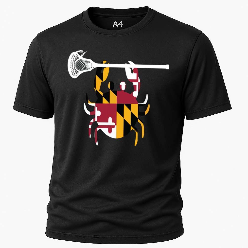Lacrosse Shirts Helmet Sticks LAX Maryland Flag Gift Cooling Performance Crew T-Shirt