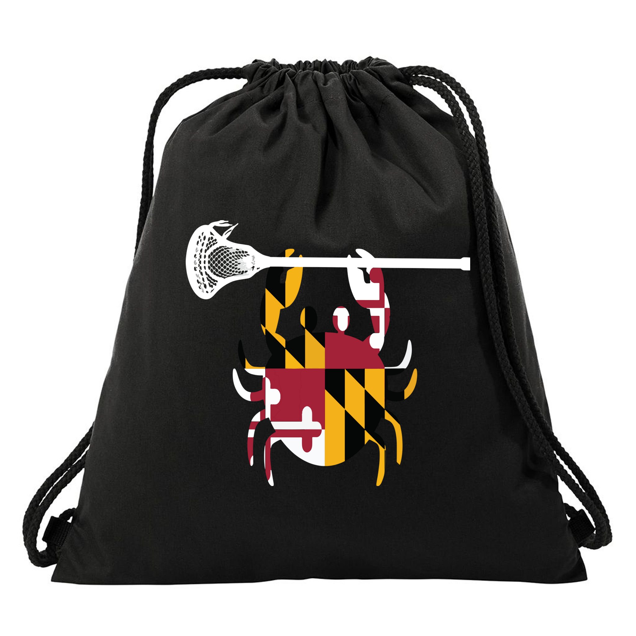 Lacrosse Shirts Helmet Sticks LAX Maryland Flag Gift Drawstring Bag
