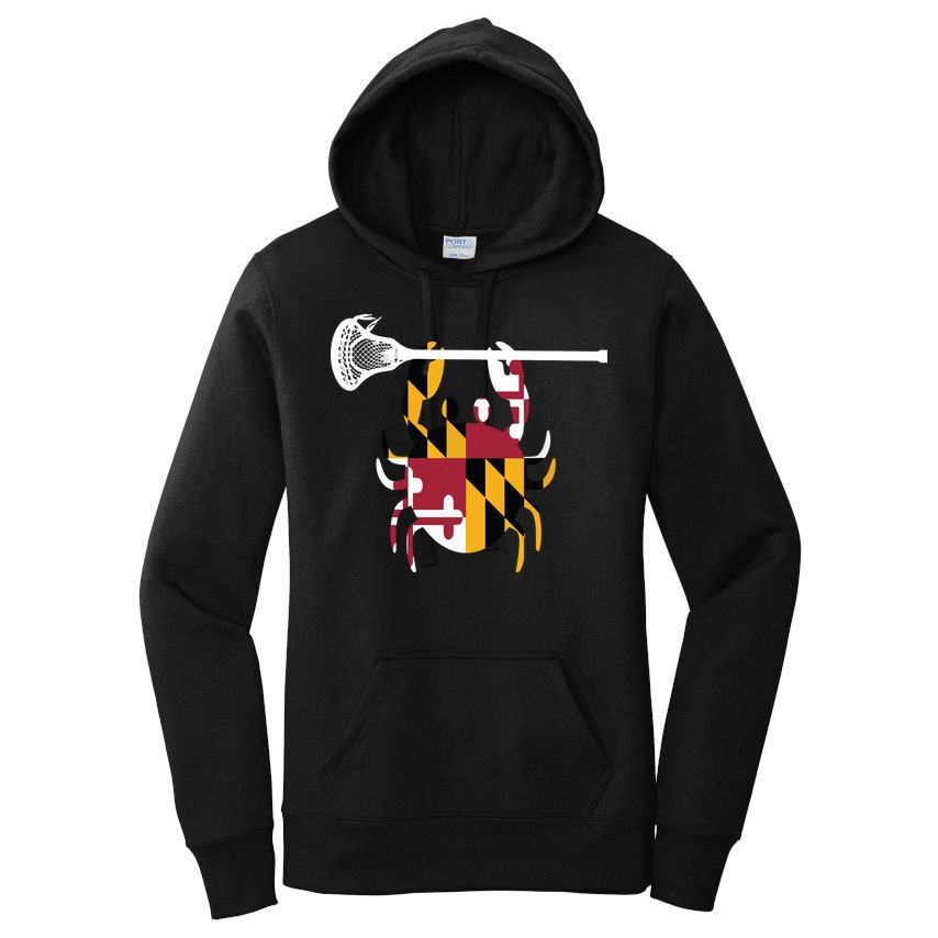 Lacrosse Shirts Helmet Sticks LAX Maryland Flag Gift Women's Pullover Hoodie