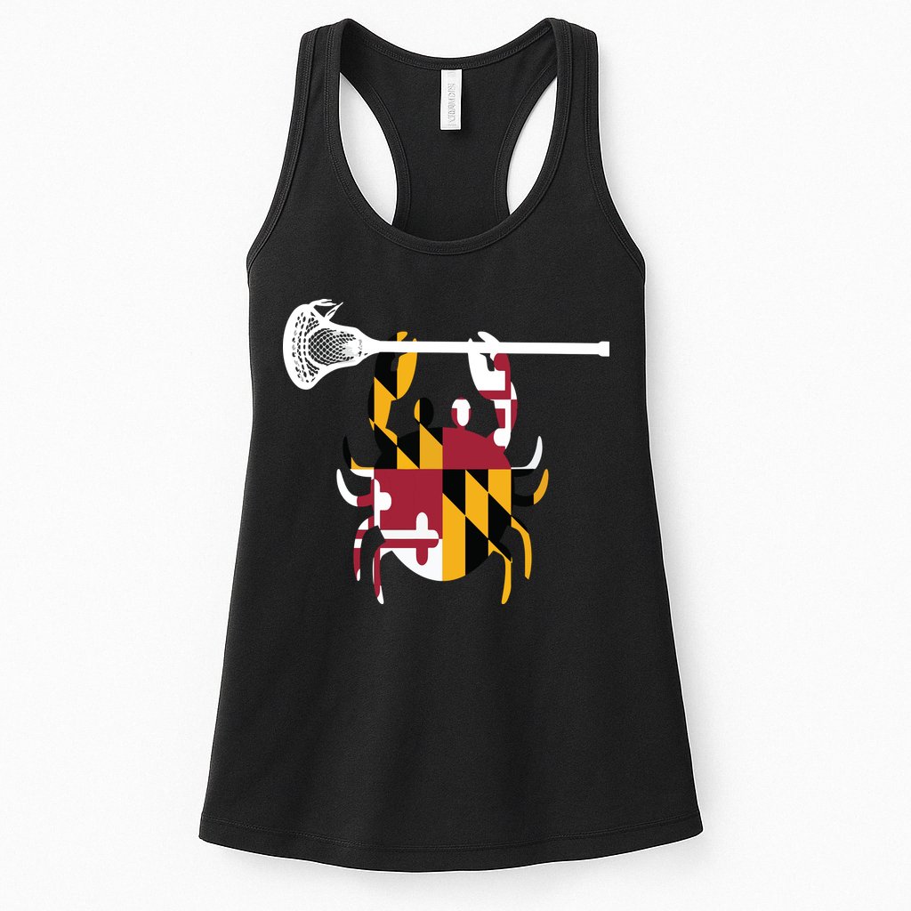 Lacrosse Shirts Helmet Sticks LAX Maryland Flag Gift Womens Tank Top