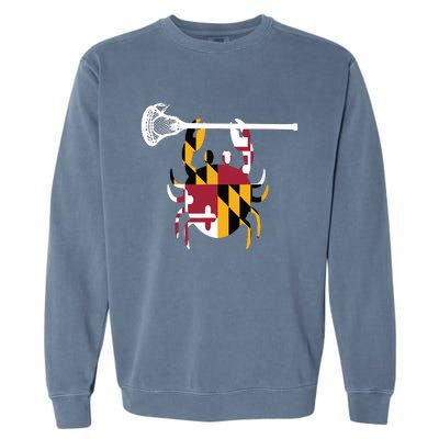 Lacrosse Shirts Helmet Sticks LAX Maryland Flag Gift Garment-Dyed Sweatshirt