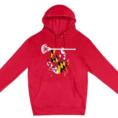 Lacrosse Shirts Helmet Sticks LAX Maryland Flag Gift Premium Pullover Hoodie