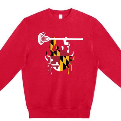 Lacrosse Shirts Helmet Sticks LAX Maryland Flag Gift Premium Crewneck Sweatshirt