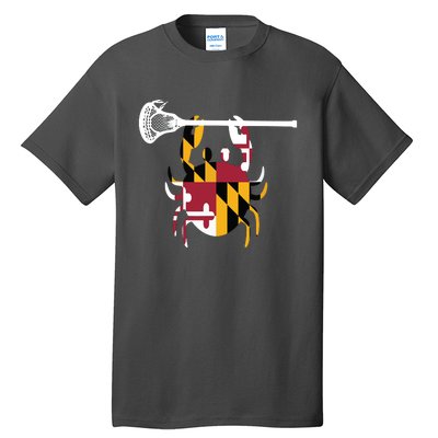 Lacrosse Shirts Helmet Sticks LAX Maryland Flag Gift Tall T-Shirt