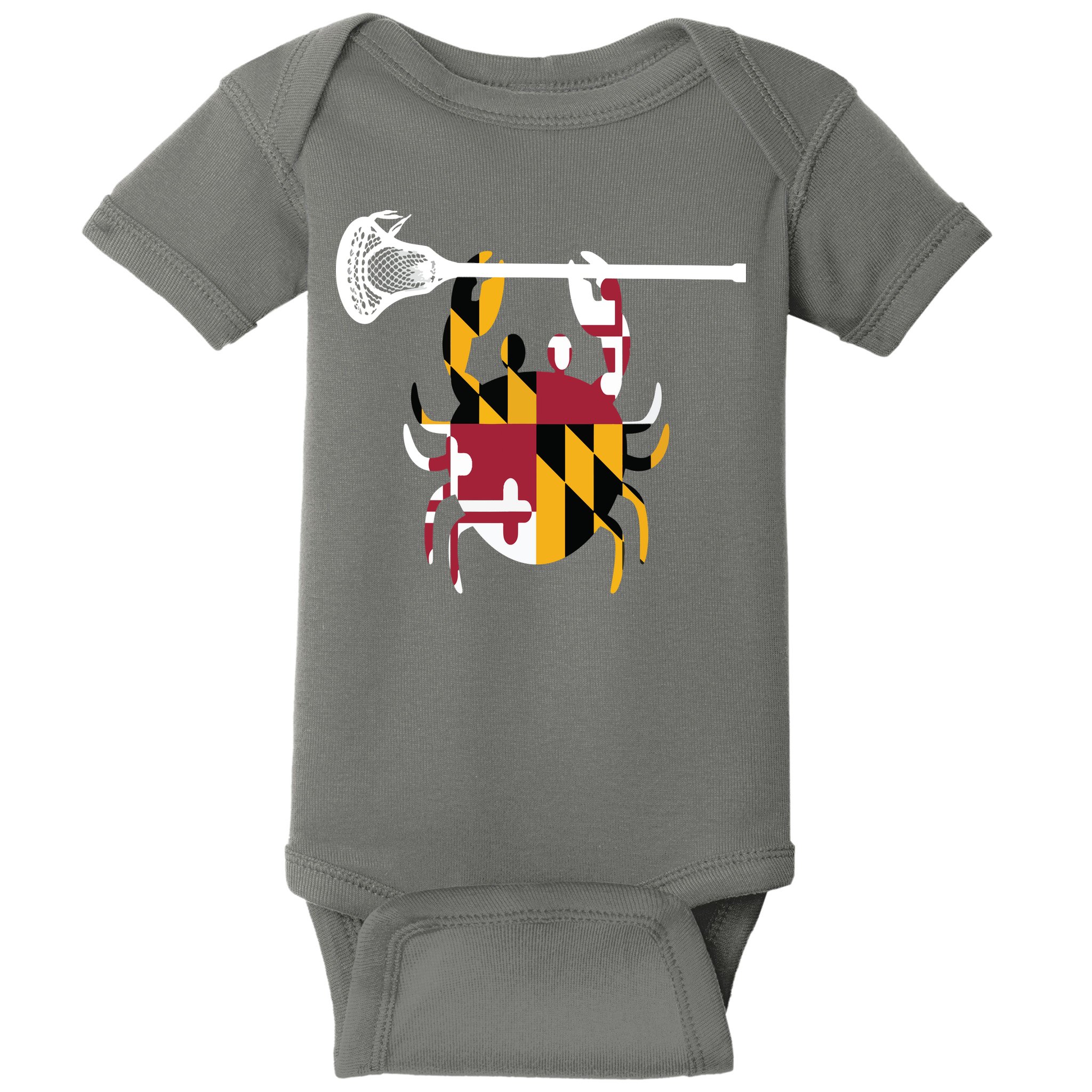 Lacrosse Shirts Helmet Sticks LAX Maryland Flag Gift Baby Bodysuit
