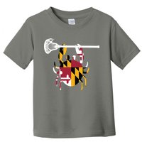Lacrosse Shirts Helmet Sticks LAX Maryland Flag Gift Toddler T-Shirt