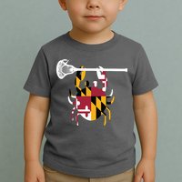 Lacrosse Shirts Helmet Sticks LAX Maryland Flag Gift Toddler T-Shirt