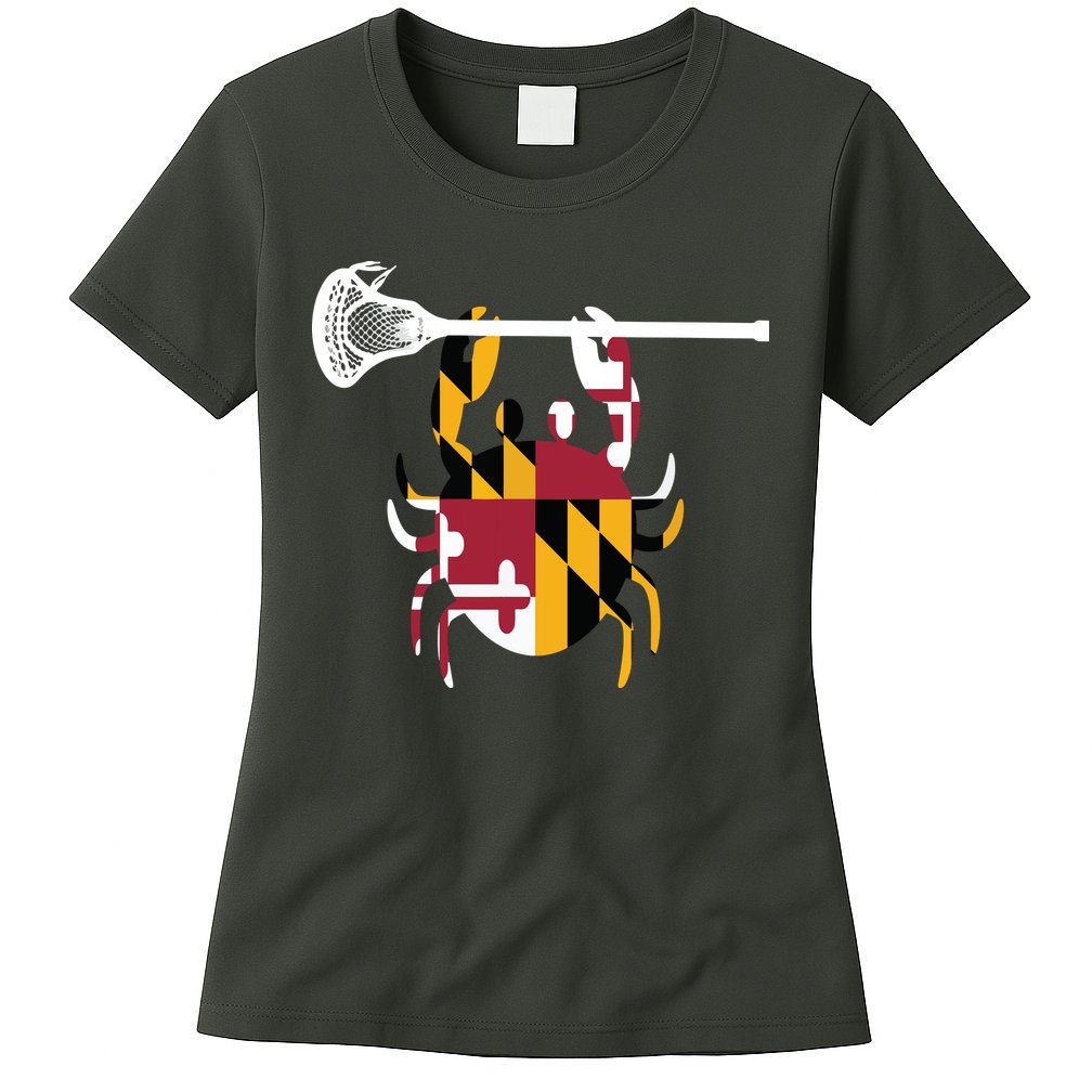 Lacrosse Shirts Helmet Sticks LAX Maryland Flag Gift Womens T-Shirt
