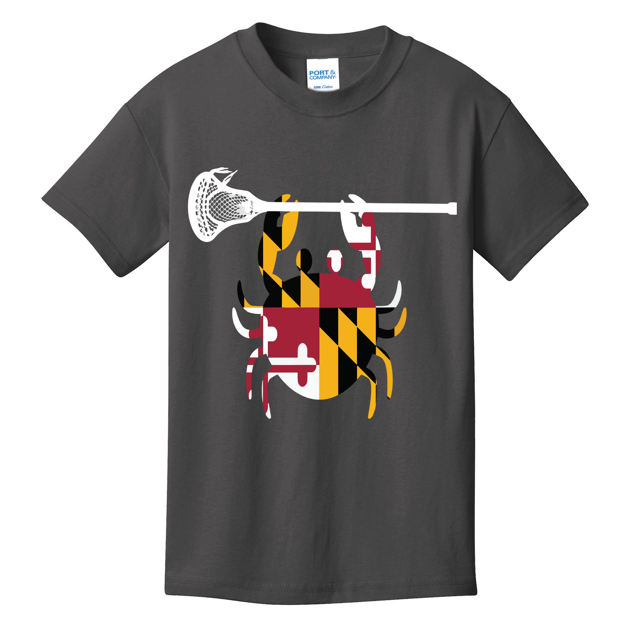 Lacrosse Shirts Helmet Sticks LAX Maryland Flag Gift Kids T-Shirt