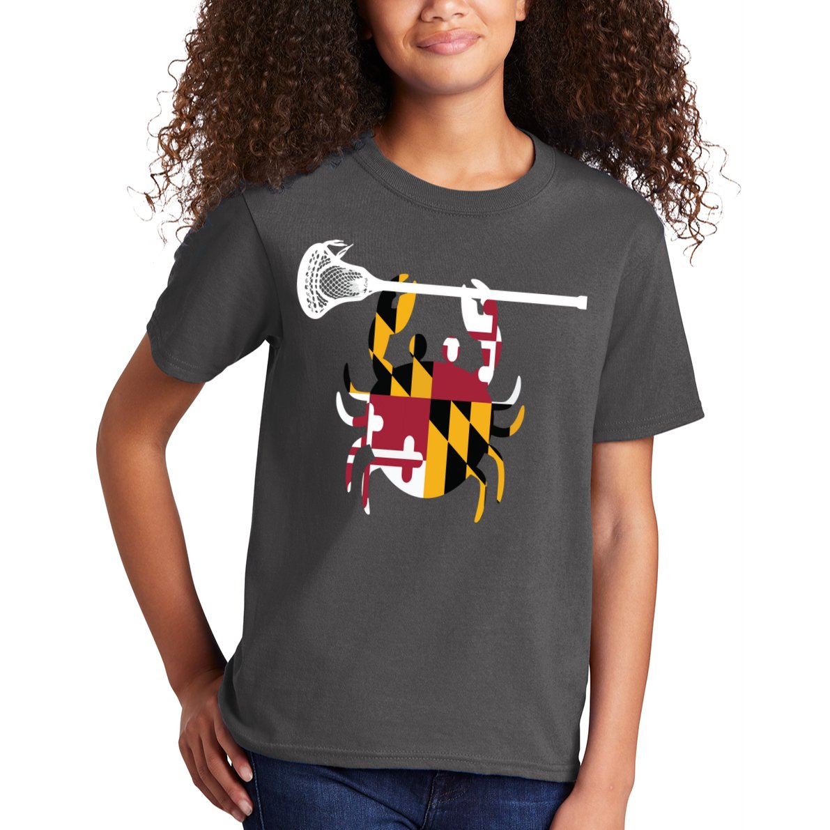 Lacrosse Shirts Helmet Sticks LAX Maryland Flag Gift Kids T-Shirt